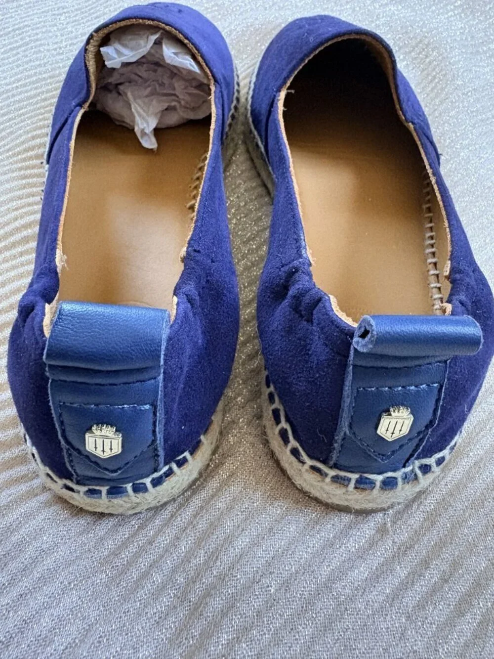 Fairfax & Favor Monaco Flat Espadrille Shoes Navy Blue 39 8